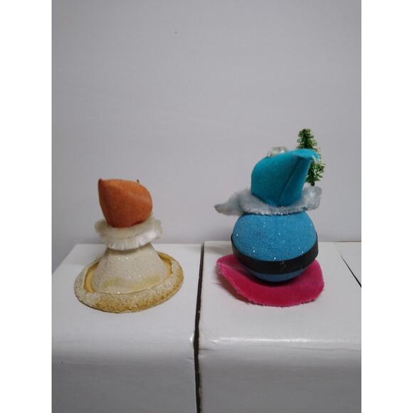 Dwarfs Elf Christmas Tree Ornaments Set Of 2 Vintage Fabric Clothing Mid Century - Picture 5 of 6